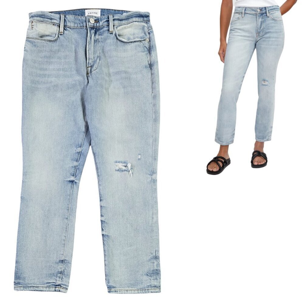 Frame Le High Straight Jean in Winslow Vintage Wash 100% Cotton Rigid Denim
